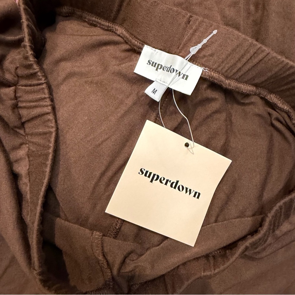 Superdown annalise pants set Chocolate Brown top outfit Revolve New M - Picture 7 of 8